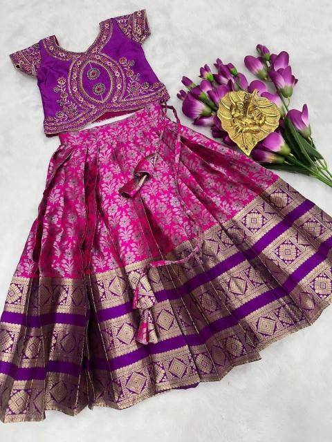 kids lehenga lichi silk  Children wear wholesaler in Surat